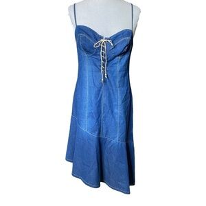 Derin Denim Asymmetrical Sun Dress. Size EU 40. Y2K